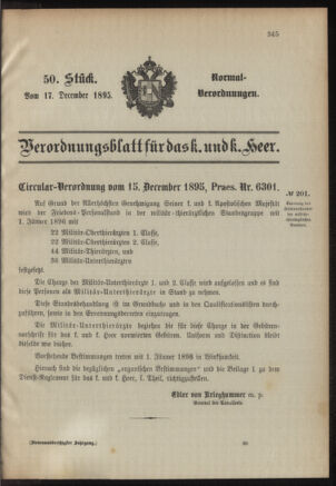 Verordnungsblatt für das Kaiserlich-Königliche Heer 18951217 Seite: 1