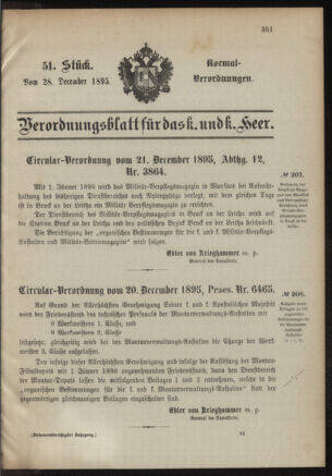 Verordnungsblatt für das Kaiserlich-Königliche Heer 18951228 Seite: 1