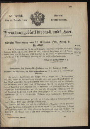 Verordnungsblatt für das Kaiserlich-Königliche Heer 18951230 Seite: 1