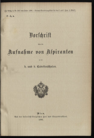 Verordnungsblatt für das Kaiserlich-Königliche Heer 18960205 Seite: 9