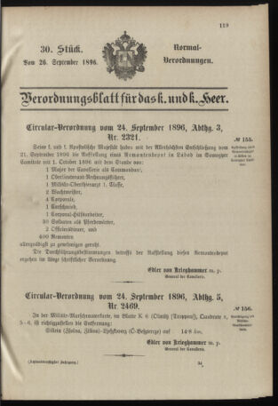 Verordnungsblatt für das Kaiserlich-Königliche Heer 18960926 Seite: 1