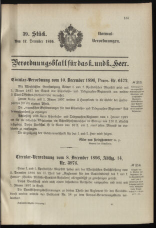 Verordnungsblatt für das Kaiserlich-Königliche Heer 18961217 Seite: 1