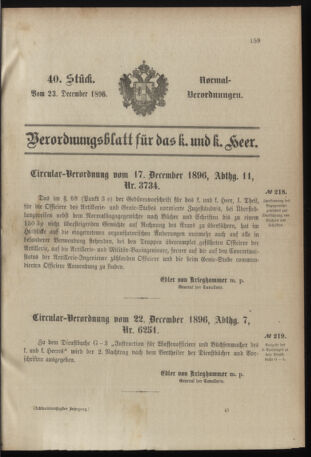 Verordnungsblatt für das Kaiserlich-Königliche Heer 18961223 Seite: 1