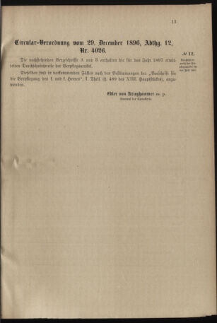 Verordnungsblatt für das Kaiserlich-Königliche Heer 18970112 Seite: 13