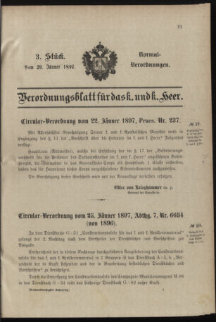 Verordnungsblatt für das Kaiserlich-Königliche Heer 18970129 Seite: 1