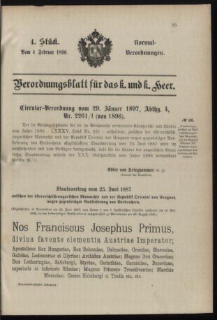 Verordnungsblatt für das Kaiserlich-Königliche Heer 18970204 Seite: 1