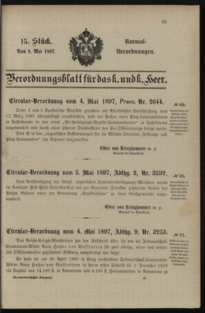 Verordnungsblatt für das Kaiserlich-Königliche Heer 18970508 Seite: 1