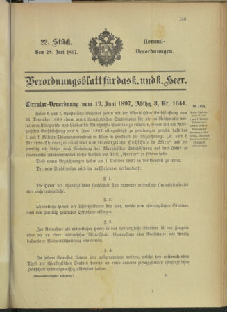 Verordnungsblatt für das Kaiserlich-Königliche Heer 18970628 Seite: 1