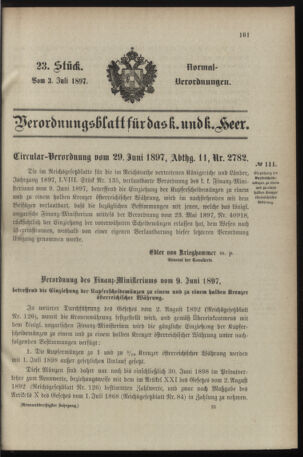 Verordnungsblatt für das Kaiserlich-Königliche Heer