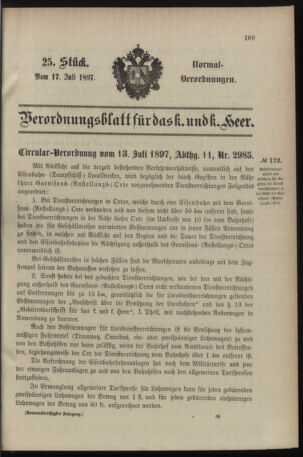 Verordnungsblatt für das Kaiserlich-Königliche Heer 18970717 Seite: 1