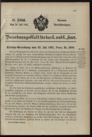 Verordnungsblatt für das Kaiserlich-Königliche Heer 18970729 Seite: 1