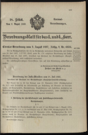 Verordnungsblatt für das Kaiserlich-Königliche Heer 18970807 Seite: 1