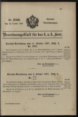 Verordnungsblatt für das Kaiserlich-Königliche Heer 18971015 Seite: 1