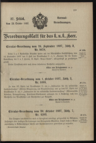 Verordnungsblatt für das Kaiserlich-Königliche Heer 18971023 Seite: 1