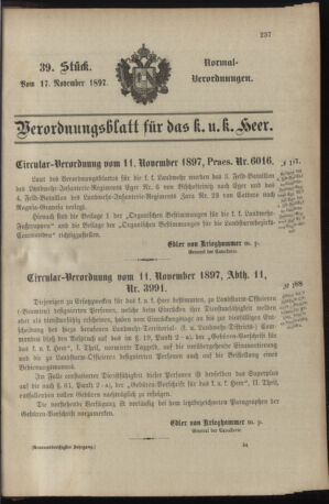 Verordnungsblatt für das Kaiserlich-Königliche Heer 18971117 Seite: 1