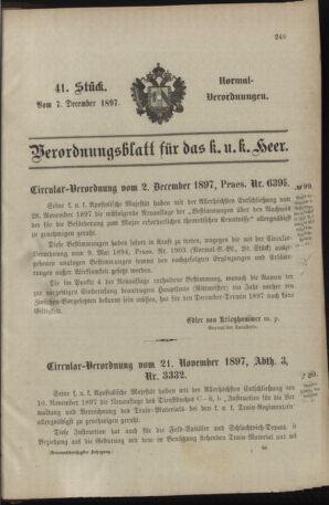 Verordnungsblatt für das Kaiserlich-Königliche Heer 18971207 Seite: 1