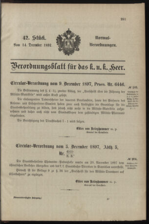 Verordnungsblatt für das Kaiserlich-Königliche Heer 18971214 Seite: 1