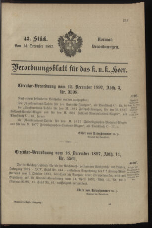 Verordnungsblatt für das Kaiserlich-Königliche Heer 18971223 Seite: 1