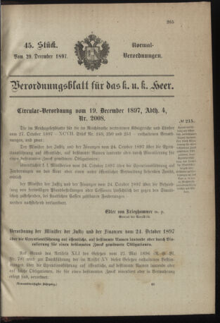 Verordnungsblatt für das Kaiserlich-Königliche Heer 18971229 Seite: 5