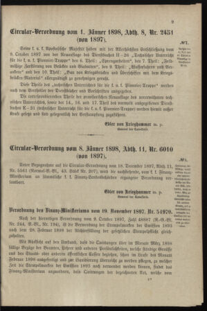 Verordnungsblatt für das Kaiserlich-Königliche Heer 18980111 Seite: 7