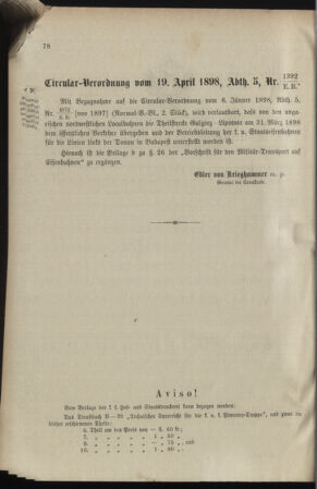 Verordnungsblatt für das Kaiserlich-Königliche Heer 18980428 Seite: 2