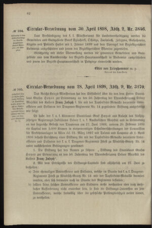 Verordnungsblatt für das Kaiserlich-Königliche Heer 18980507 Seite: 4