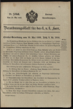 Verordnungsblatt für das Kaiserlich-Königliche Heer 18980528 Seite: 1