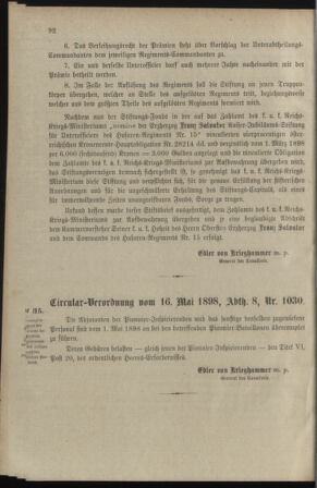 Verordnungsblatt für das Kaiserlich-Königliche Heer 18980528 Seite: 2