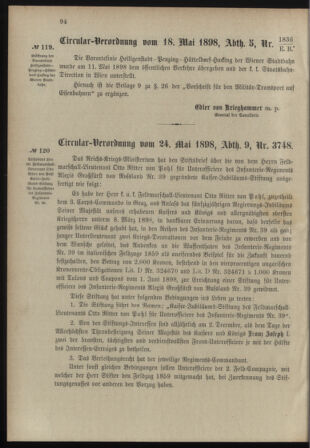 Verordnungsblatt für das Kaiserlich-Königliche Heer 18980528 Seite: 8