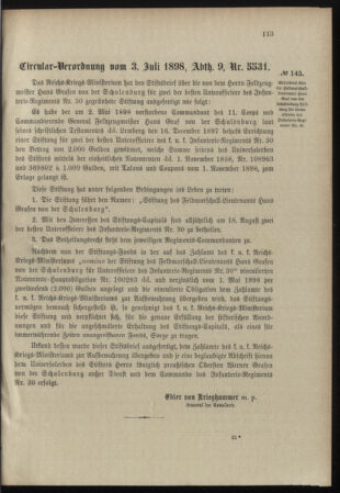 Verordnungsblatt für das Kaiserlich-Königliche Heer 18980713 Seite: 7