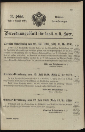 Verordnungsblatt für das Kaiserlich-Königliche Heer 18980808 Seite: 1