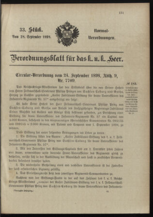 Verordnungsblatt für das Kaiserlich-Königliche Heer