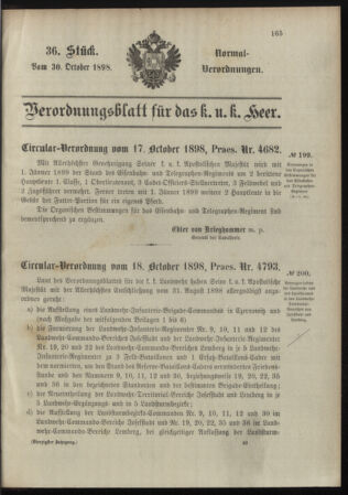 Verordnungsblatt für das Kaiserlich-Königliche Heer 18981030 Seite: 1