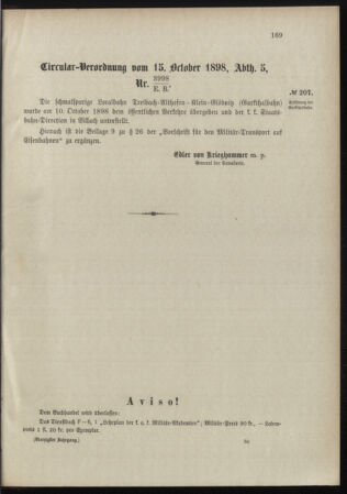 Verordnungsblatt für das Kaiserlich-Königliche Heer 18981030 Seite: 3