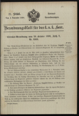 Verordnungsblatt für das Kaiserlich-Königliche Heer