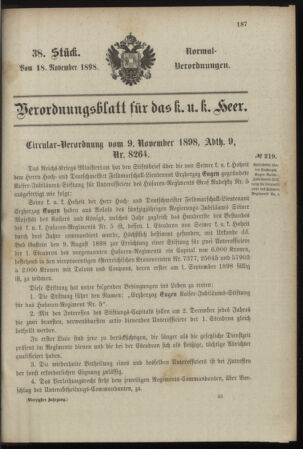 Verordnungsblatt für das Kaiserlich-Königliche Heer 18981118 Seite: 1