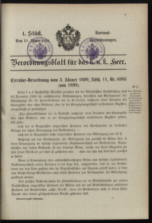 Verordnungsblatt für das Kaiserlich-Königliche Heer 18990111 Seite: 1