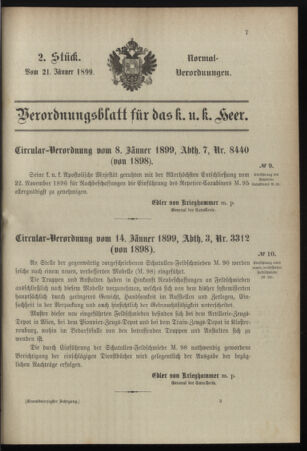 Verordnungsblatt für das Kaiserlich-Königliche Heer 18990121 Seite: 1