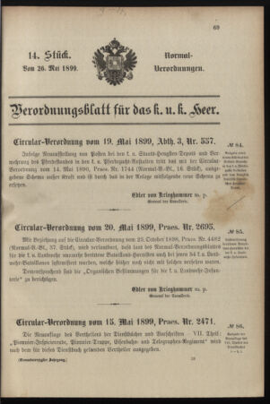 Verordnungsblatt für das Kaiserlich-Königliche Heer 18990526 Seite: 1