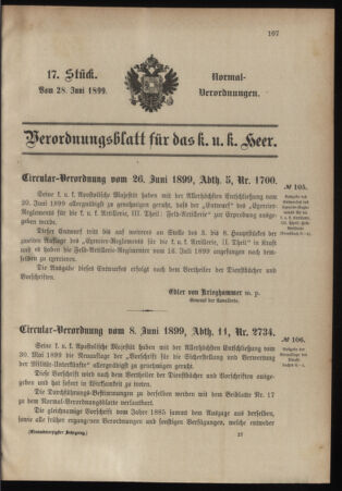 Verordnungsblatt für das Kaiserlich-Königliche Heer 18990628 Seite: 1