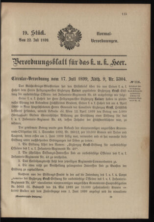 Verordnungsblatt für das Kaiserlich-Königliche Heer 18990722 Seite: 1