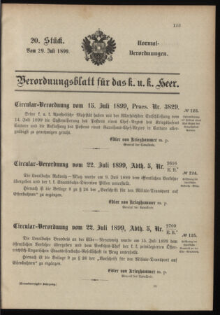 Verordnungsblatt für das Kaiserlich-Königliche Heer 18990729 Seite: 1