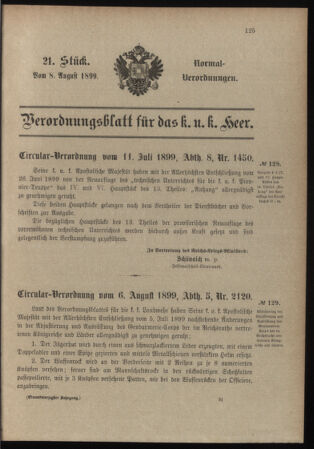 Verordnungsblatt für das Kaiserlich-Königliche Heer 18990808 Seite: 1