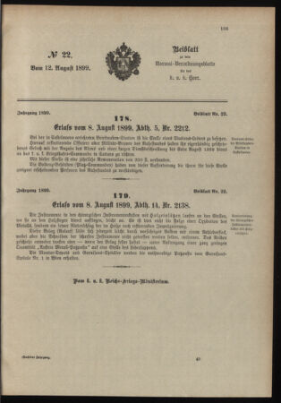 Verordnungsblatt für das Kaiserlich-Königliche Heer 18990812 Seite: 5