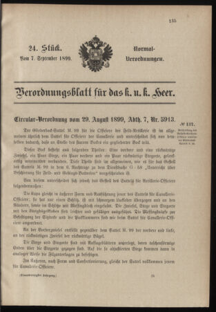 Verordnungsblatt für das Kaiserlich-Königliche Heer 18990907 Seite: 1