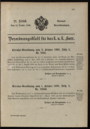 Verordnungsblatt für das Kaiserlich-Königliche Heer 18991013 Seite: 1