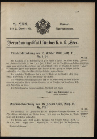 Verordnungsblatt für das Kaiserlich-Königliche Heer 18991023 Seite: 1