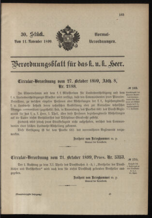 Verordnungsblatt für das Kaiserlich-Königliche Heer 18991111 Seite: 1