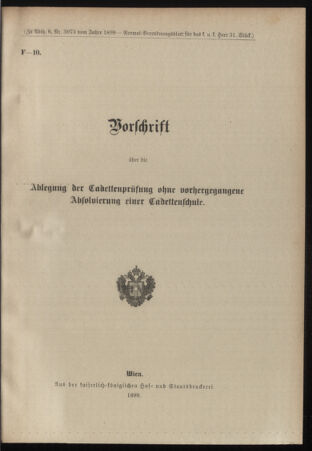 Verordnungsblatt für das Kaiserlich-Königliche Heer 18991121 Seite: 19