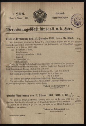 Verordnungsblatt für das Kaiserlich-Königliche Heer 19000109 Seite: 1